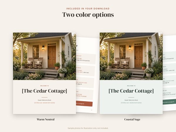 Two color options: Warm Neutral and Coastal Sage